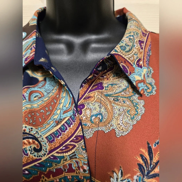 Chico’s Reversible Paisley-Dot Shirt Sz 3 (16) - Picture 8 of 16